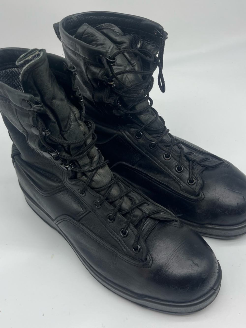 Men's Black Leather Tactical Lace-Up Boots